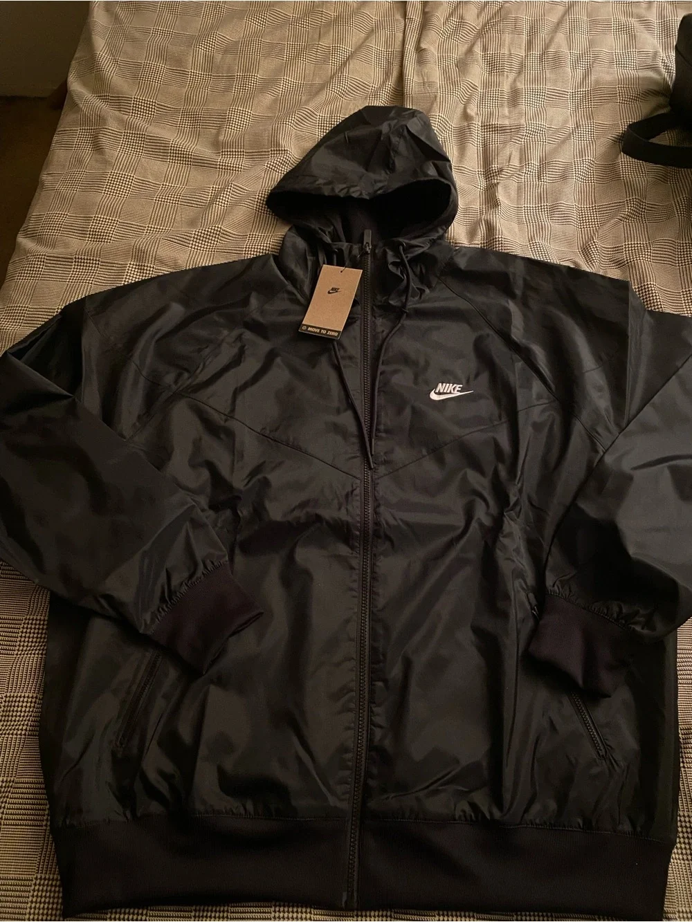Nike Black Hooded Windbreaker Jacket with Subtle Logo